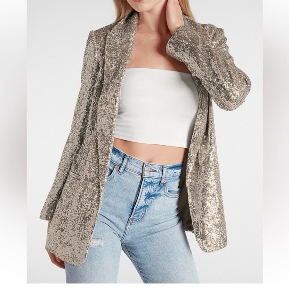Express Jackets & Blazers - Express Women’s NWT Sequin Open Front Blazer; Size Medium